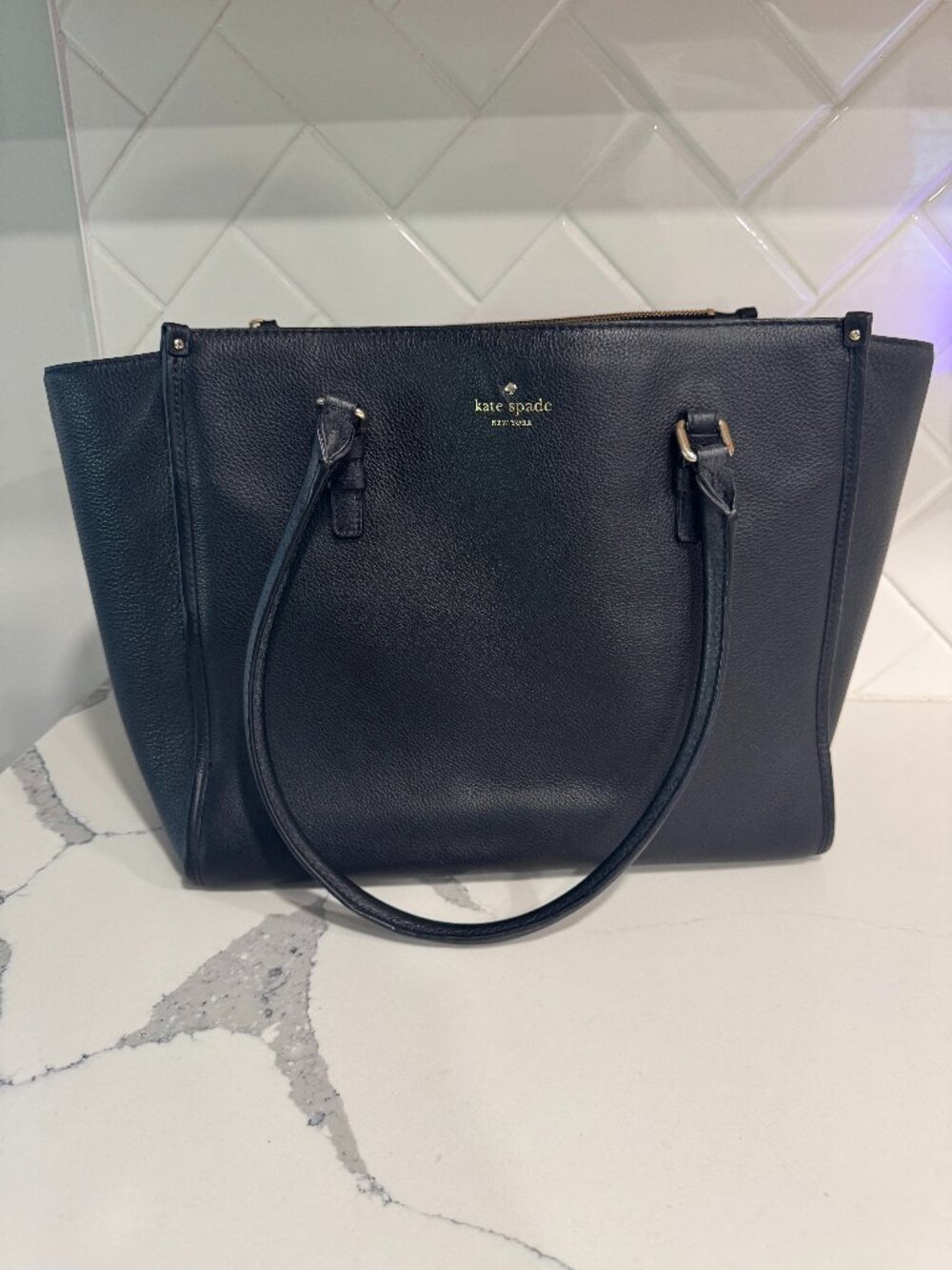 Kate Spade New York Black Pebbled Leather Large Tote Bag 🖤
